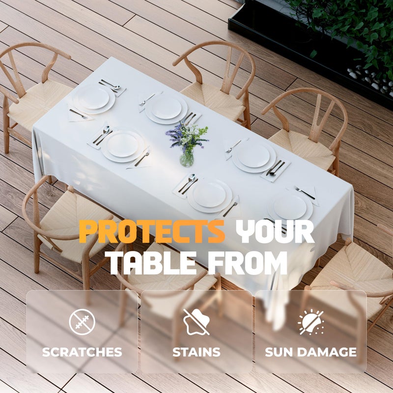 White Classic WEALUXE White Table Cloths for 8 Foot Rectangle Tables, 2-Pack, 60x126 inches, Water, Stain and Wrinkle Resistant, 200 GSM Washable Poly Fabric Tablecloths Rectangular, Elegant and Durable - Image 5